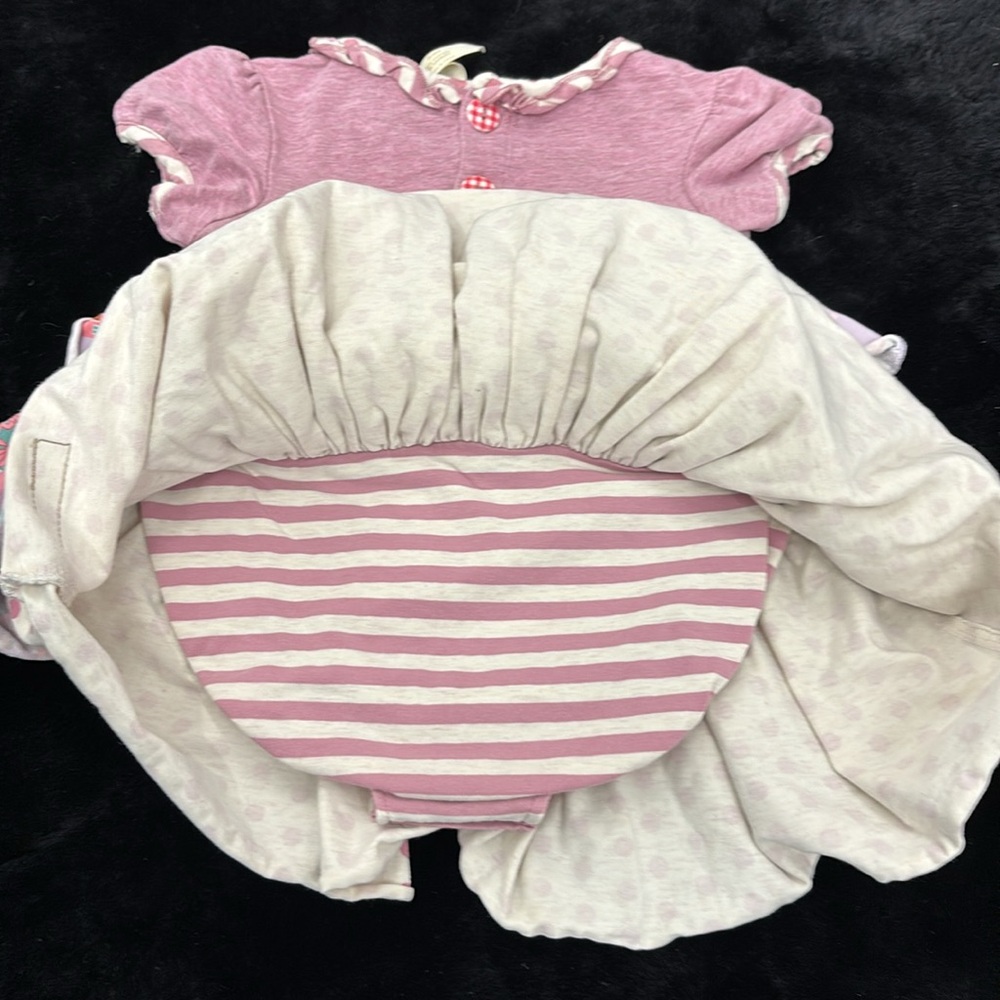 Matilda Jane Pink Purple Ruffled Dress Houses Bows Chickens Polka Dots 12-18M - Picture 15 of 16